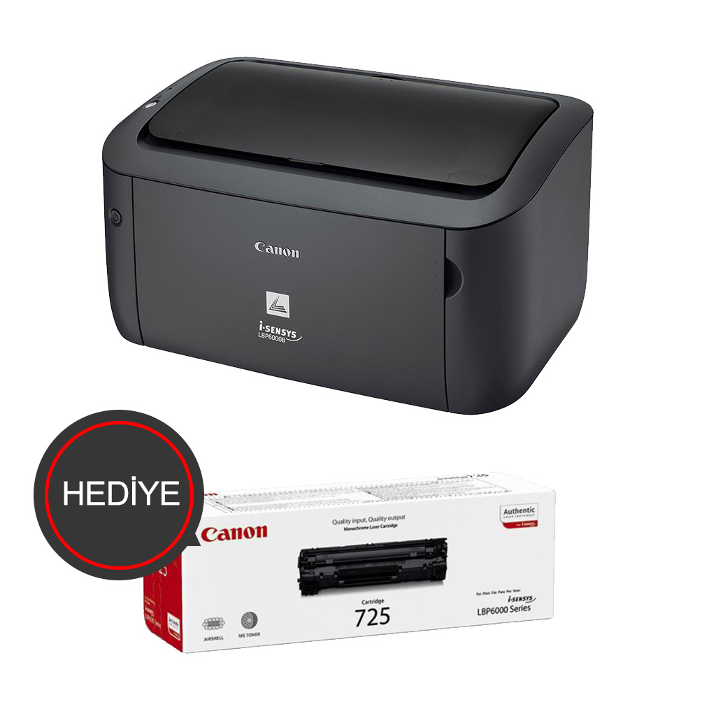 CANON i-SENSYS LBP6030B, Lazer Yazıcı (Siyah), Orjinal 1adet CRG725 Toner Hediyeli (Dakikada 18 Sayfa) ORİJİNAL TONERLİ, TÜRKİYE Distibütör GARANTİLİ