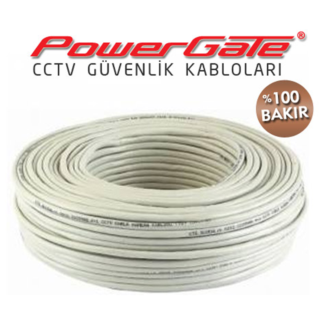 PowerGate VIA 165mt, 2+1 (2x0,22+0,22) %100 Bakır, CCTV Güvenlik Kablosu